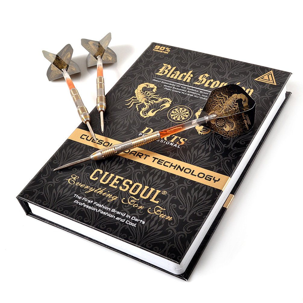 CUESOUL Black Scorpion 24g Tungsten Steel Tip Dart Set,Barrel with